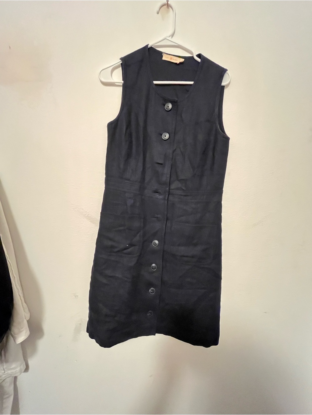 Tory Burch linen dress Classic Black Button-Front Sleeveless Coat - Picture 4 of 5